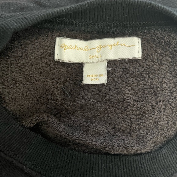 Spiritual Gangster Dreamer black long-sleeve top with stars on sleeves, size S - Picture 3 of 6